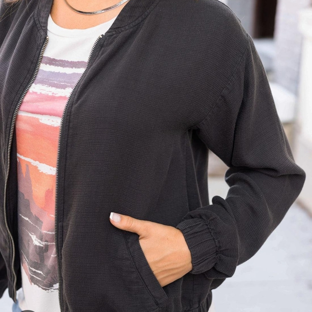 Grace & Lace Charcoal Bomber Jacket